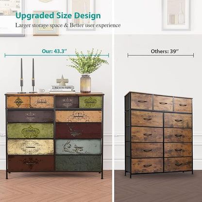 Dresser for Bedroom with 12 Drawers, Tall Fabric Drawer Dresser, Chest of