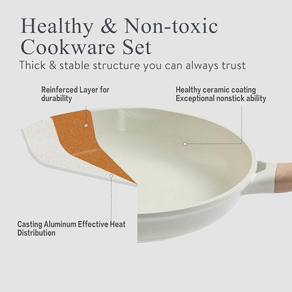 Pots and Pans Set Non Stick Ceramic Cookware Set 22-Piece Nonstick Kitchen