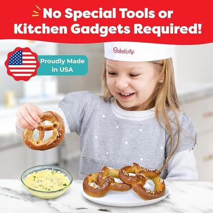 Pretzel Making Kit - Real Cooking Set for Kids Ages 5-12+ with Recipe and Ingredients - Kids Baking Set for Girls & Boys - Great Gift for Family Bonding