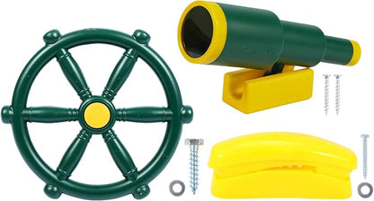 RedSwing Playground Accessories for Kids, Play Set Attachments with Pirate Ship Wheel, Telescope and Telephone for Outdoor Backyard, Swing Set Replacement for Treehouse, Easy to Set Up