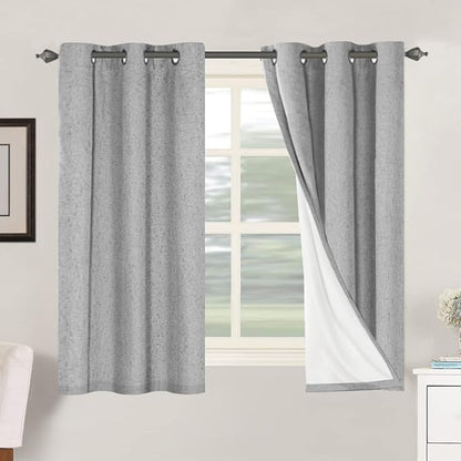 H.VERSAILTEX Primitive Linen Curtains 100% Blackout Curtain Drapes Burlap