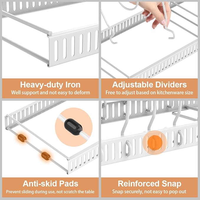 Housolution 2 Pack Pot and Pan Organizer, Pan Lid Holder Storage Rack
