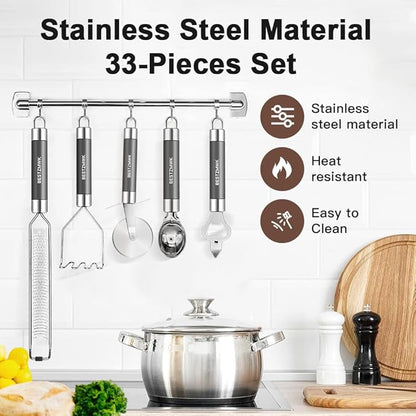 Kitchen Utensils Set-Silicone Cooking Utensils-32pcs Non-Stick Silicone Cooking