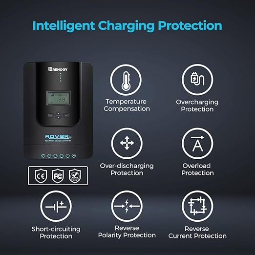 Renogy Solar Charge Controller Rover 40A 12V24V Auto Parameter DC Input MPPT