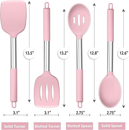E-far Cooking Utensils Set of 4, Silicone Kitchen Utensils