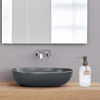 16 oz Diamond Pattern Glass Soap Dispenser, Kitchen and Bathroom Refillable