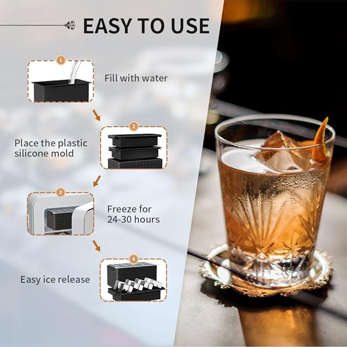 Clear Ice Cube Tray for Whiskey: FDDBI 2Inch Clear Ice Cube Maker