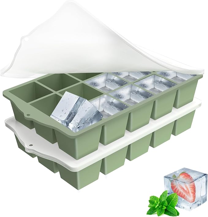 Ice Cube Trays for Freezer, 2 Pack Easy Release Slicone Ice Cube Tray