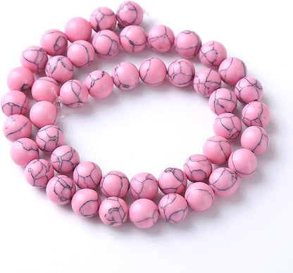 75PCS 10MM Pink Turquoise Spacer 2 Strands Loose Beads for Jewelry Making DIY Bracelet Necklace