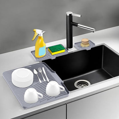 Silicone Dish Drying Mat for Kitchen Counter, Dish Drying Pad, Non-Slip Drain