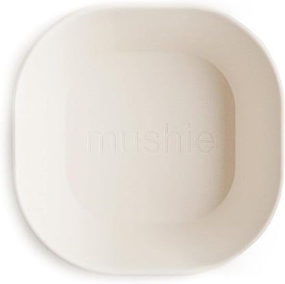 mushie Square Dinnerware Bowls for Kids | Made in Denmark, Set of 2 (Ivory)