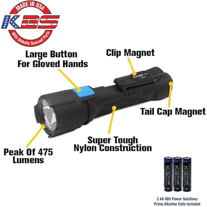 Bright Star Razor Go All-Purpose LED Flashlight ??21,000 Candela Beam, 24-Hour Runtime, Magnetic Hands-Free Base ??Heavy-Duty Utility Light with AA Batteries Included ??Made in USA