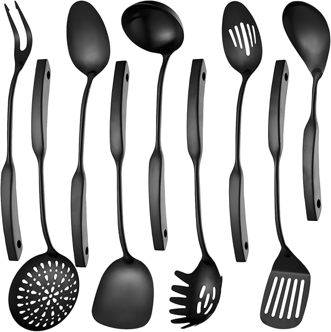 9PCS Silverware Set for 304 Stainless Steel Kitchen Utensils Set Cooking