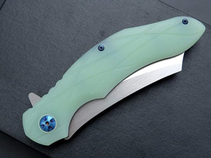 Eafengrow EF919 Folding Knife with Pocket Clip D2 Steel Blade G10 Handle EDC Tool Outdoor Knives for Camping Fishing Hiking (Jade)
