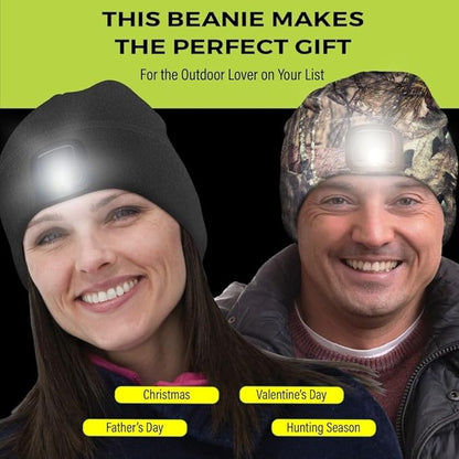 POWERCAP LED Hat Light 150 Lumens Rechargeable Fleece Beanie with Bright Built-in Headlamp Waterproof LED Warm One Size Cap (US, Alpha, One Size, Blaze Orange 3.0)