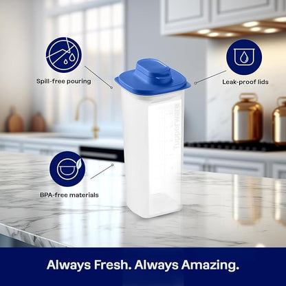 Tupperware Slim Line 2-Pitcher Set in Blue, Dishwasher Safe and BPA Free