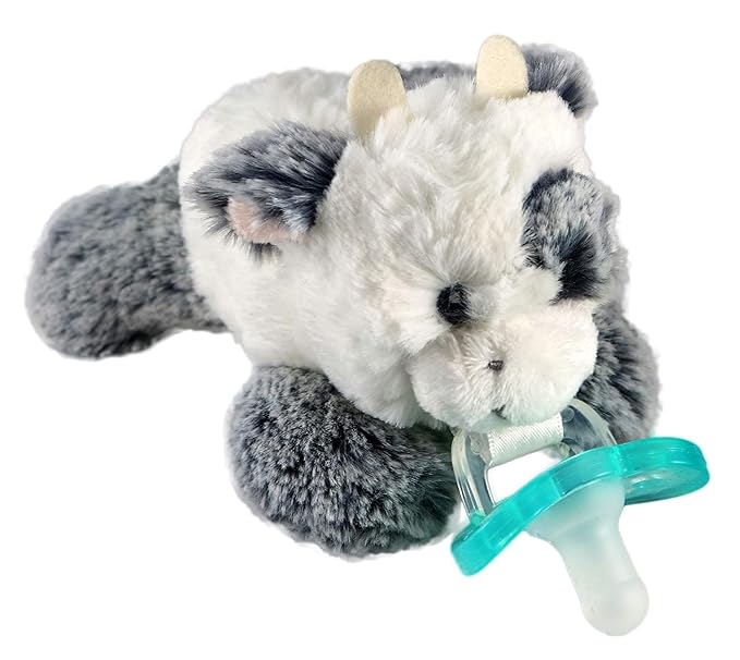 RaZbaby JollyPop Pacifier, Holder with Detachable Baby Pacifier, Stuffed Animal RaZbuddy, All Ages 0M+, 100% Medical Grade USA Made Silicone, Machine Washable, Textured & Easy to Hold – Cow
