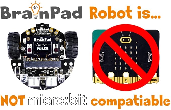BrainPad Pulse with Robot Kit, a MakeCode STEM Microcomputer for Coding Robots, Games, & Circuits