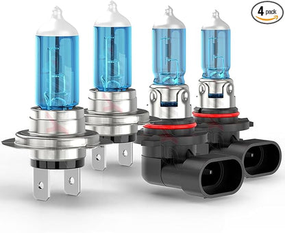 Upgraded Halogen Headlight Bulbs Compatible for Subaru Legacy 2005-2014/Outback 2010-2014, 9005 High Beam H7 Low Beam Headlamp Lights, Plug N Play, 6000K White, 300% Brightness,4-Pack