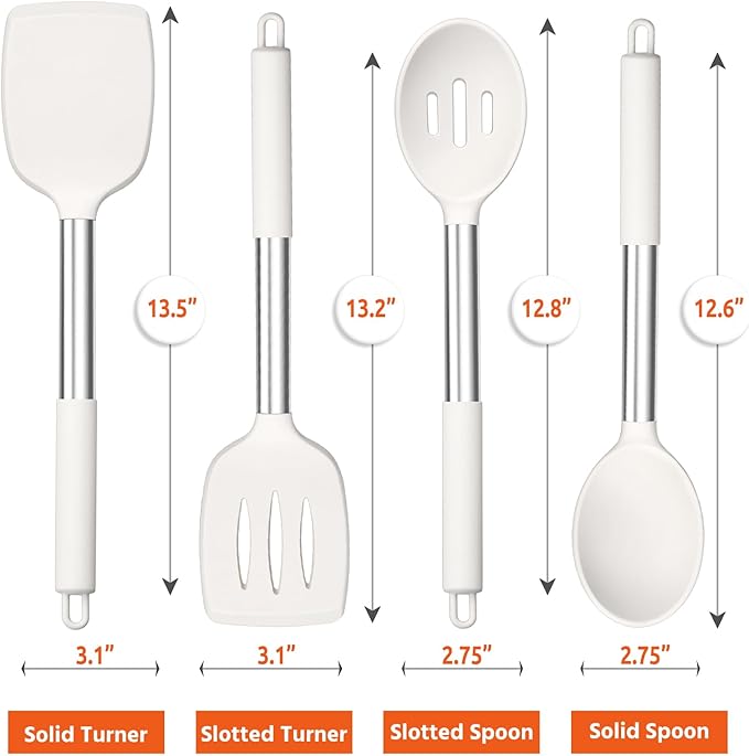 E-far Cooking Utensils Set of 4, Silicone Kitchen Utensils