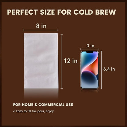 Cold Brew Bags, 8 * 12 Inch Fine Mesh Drawstring Pouches, Fits Mason Jars &
