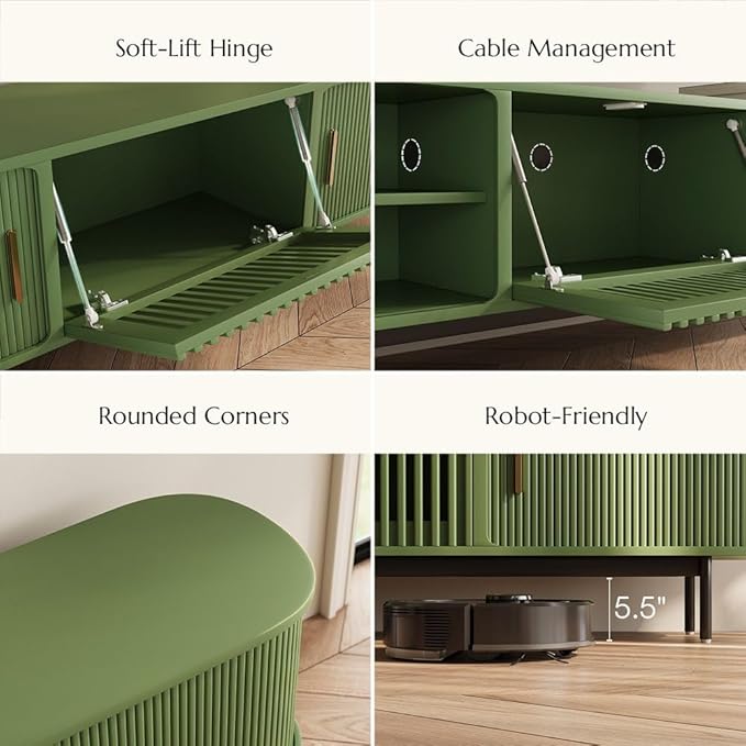 POVISON Fully-Assembled Modern Green TV Stand