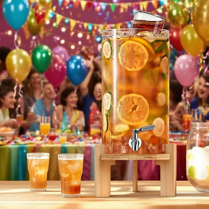 Beverage Dispenser, 2.1 Gallon Glass Drink Dispenser