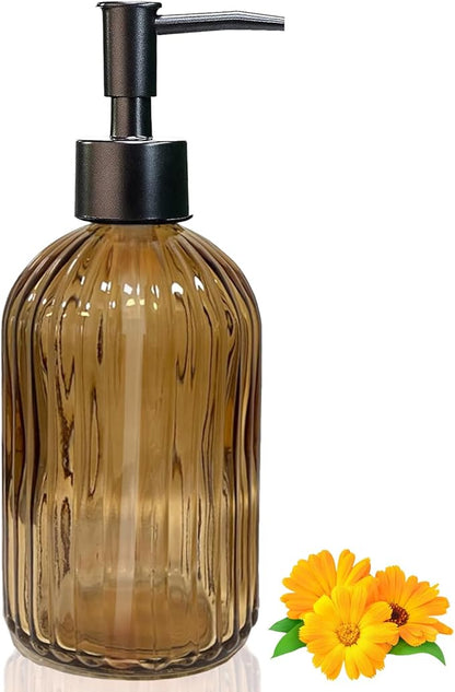 14Oz Black Pump Glass Soap Dispenser,