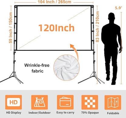 Projector Screen and Stand, GAINVANE 120 inch Portable Projector Screen Indoor
