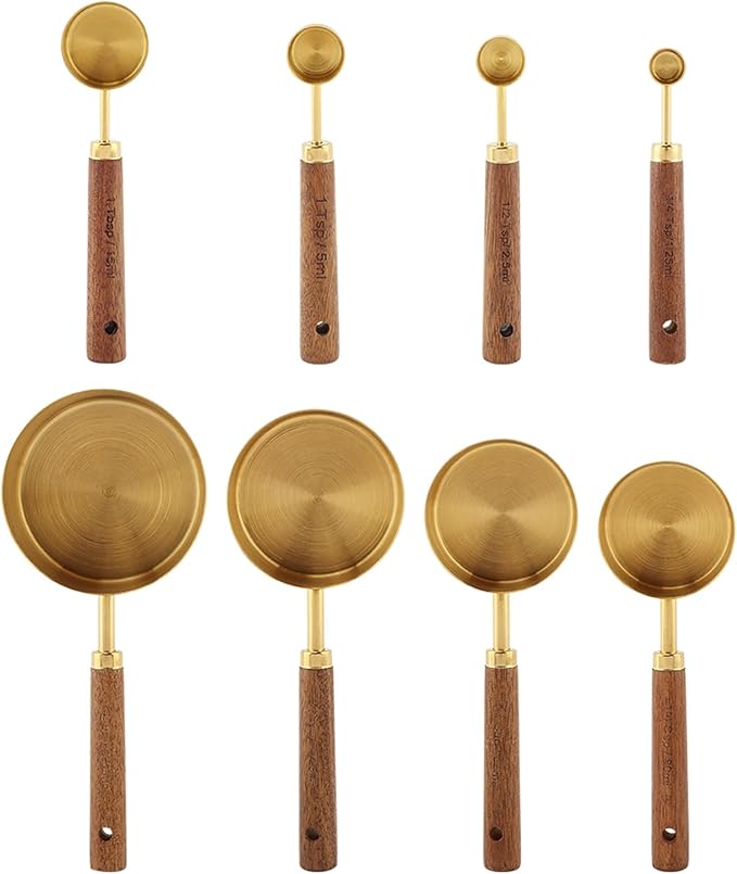 8Pcs Gold Measuring Cups and Spoons Set