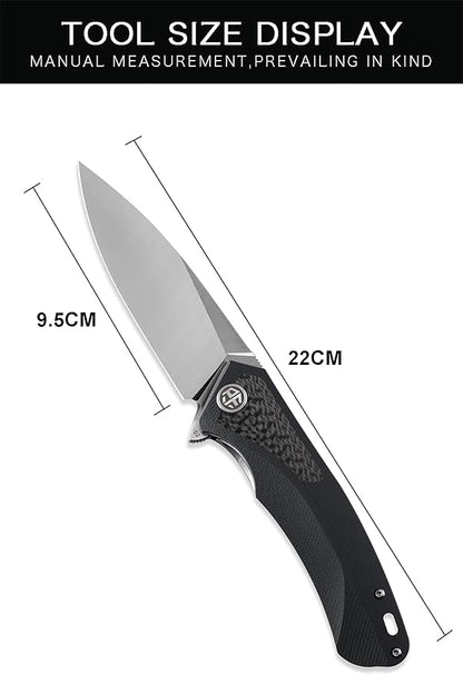 Petrified fish PF838CS 3.74" D2 steel flipper folding knives outdoor pocket knife G10+Carbon fiber handle camping hunting EDC tool