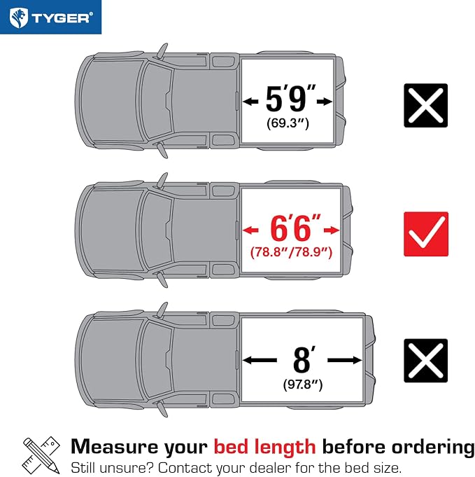 Tyger Auto T1 Soft Roll Up Truck Bed Tonneau Cover Compatible with 2014-2018 Chevy Silverado / GMC Sierra 1500; 2015-2019 2500 HD 3500 HD; 2019 LD/Limited Only | 6'6" Bed (78") | TG-BC1C9007 , Black