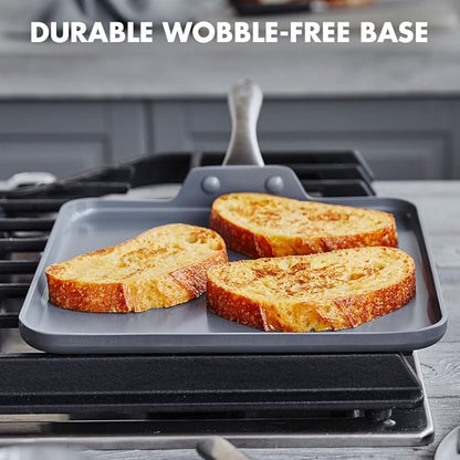 GreenPan Lima Hard Anodized 11” Square Griddle Pan, Ceramic Nonstick, PFAS-Free Nontoxic Pots and Pans, Oven & Broiler Safe, Stainless Steel Handle, Cookware for Eggs & Omelet, Gray