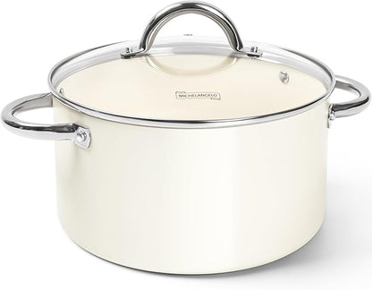 MICHELANGELO Stock Pot with Lid, 6 Quart Soup Pot with Lid