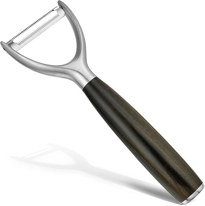 Serrated Blade Premium Y Type 304 Stainless Steel Multifunctional Kitchen Peeler Real Wood Handle Ultra Sharp Blade Vegetable Potato Apple（Agarwood）