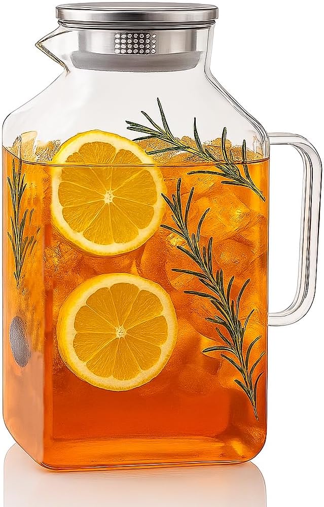 Glass Pitcher, 3.6L Glass Water Pitcher