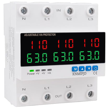 KNMIPJD Over Under Voltage Protection Device, 110V 63A Adjustable Circuit