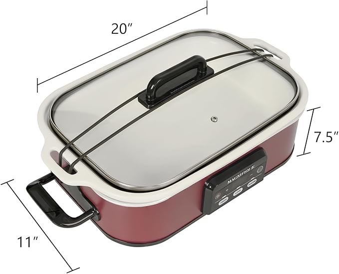 Magnifique 4 Quart Casserole Digital Slow Cooker, Premium Ceramic Bakeware