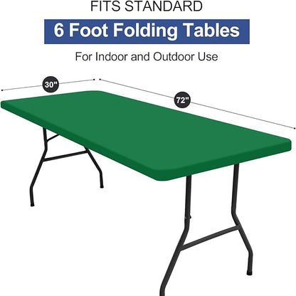 homing Rectangle Table Cloth Cover, Waterproof Polyester Elastic Fitted Tablecloth, Fits for 6 Foot Folding Tables, Washable Table Protector for Christmas, Holiday, Party (Hunter Green, 30" x 72")