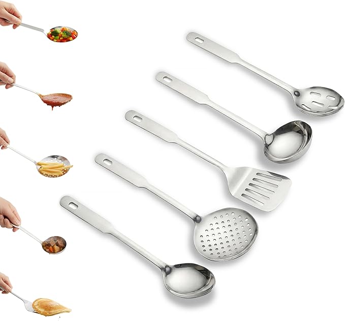 Amco 5 Piece Stainless Steel Cooking Utensil Set