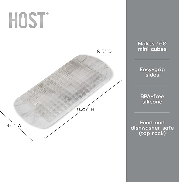 Host Mini Ice Cube Tray, Makes 160 Cubes, Durable Silicone Trays, Iced Coffee