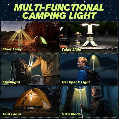 Portable Camping Light, 14000mAh Telescopic Camping Lantern with Rechargeable Power Supply, Dimmable Magnetic Tent Lamps 6000 Lumen Outdoor Work Lights for Hiking,Camping,Home Emergency