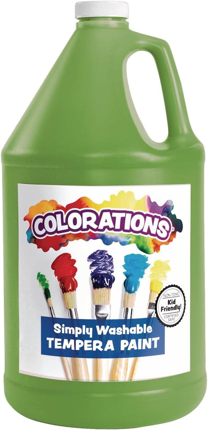 Colorations Paraben-Free Washable Tempera Paint for Kids - 1 Gallon Value Size, Vibrant Green. Non-Toxic and Made in the USA, Classroom Must Haves, Bulk Arts and Crafts Supplies