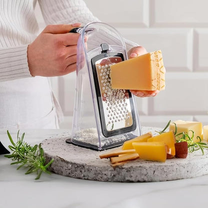 GINSU Plastic 3-in-1 Ergonomic Grater – 5x4x8in Multifunctional Cheese