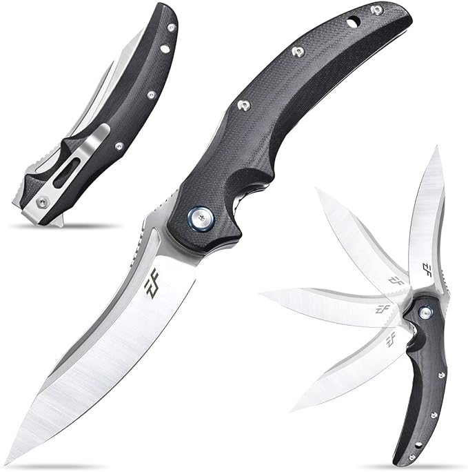 Eafengrow EF951 Folding Knife,D2 Blade and G10 Handle with Liner Lock Ball Bearing Pocket Knife EDC Tool for Outdoor Camping Survival(Black)