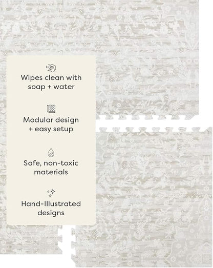 House of Noa Baby Play Mat – 4x6 Laurel Emile – Set of 6 Tiles – Cushioned EVA Foam Play Mat for Floor, Soft Interlocking Baby Crawling Mats for Hard Floors