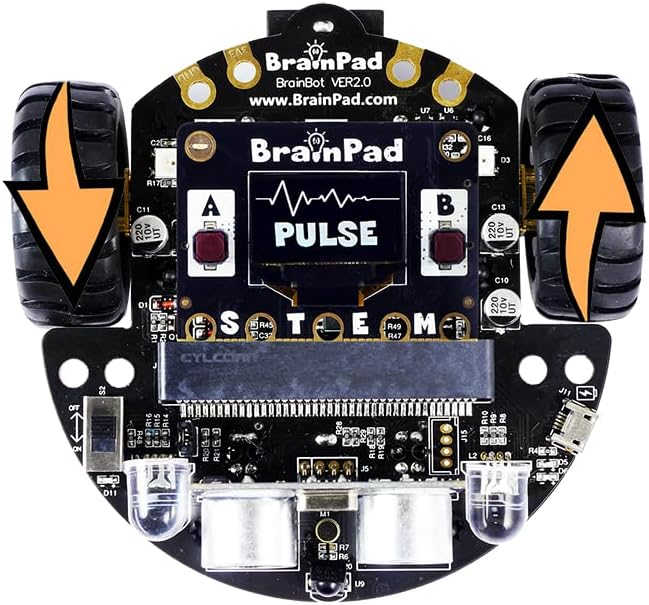 BrainPad Pulse with Robot Kit, a MakeCode STEM Microcomputer for Coding Robots, Games, & Circuits