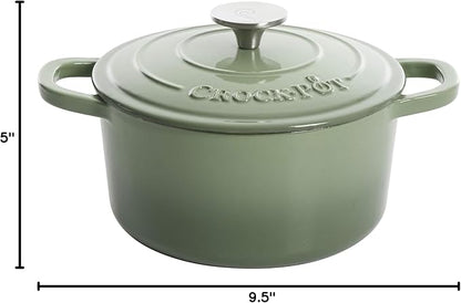 Crock Pot Artisan 5 Quart Enameled Cast Iron Round Dutch Oven