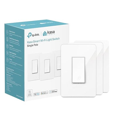 Kasa Smart Light Switch HS200P3, Single Pole, Needs Neutral Wire, 2.4GHz Wi-Fi