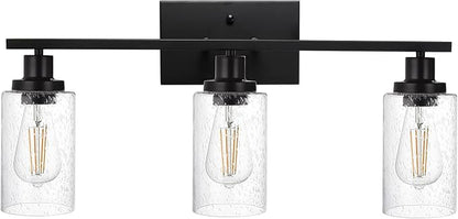 WINSHEN Wall Sconce Lighting 3-Light Matte Black Bathroom Vanity Light Fixtures